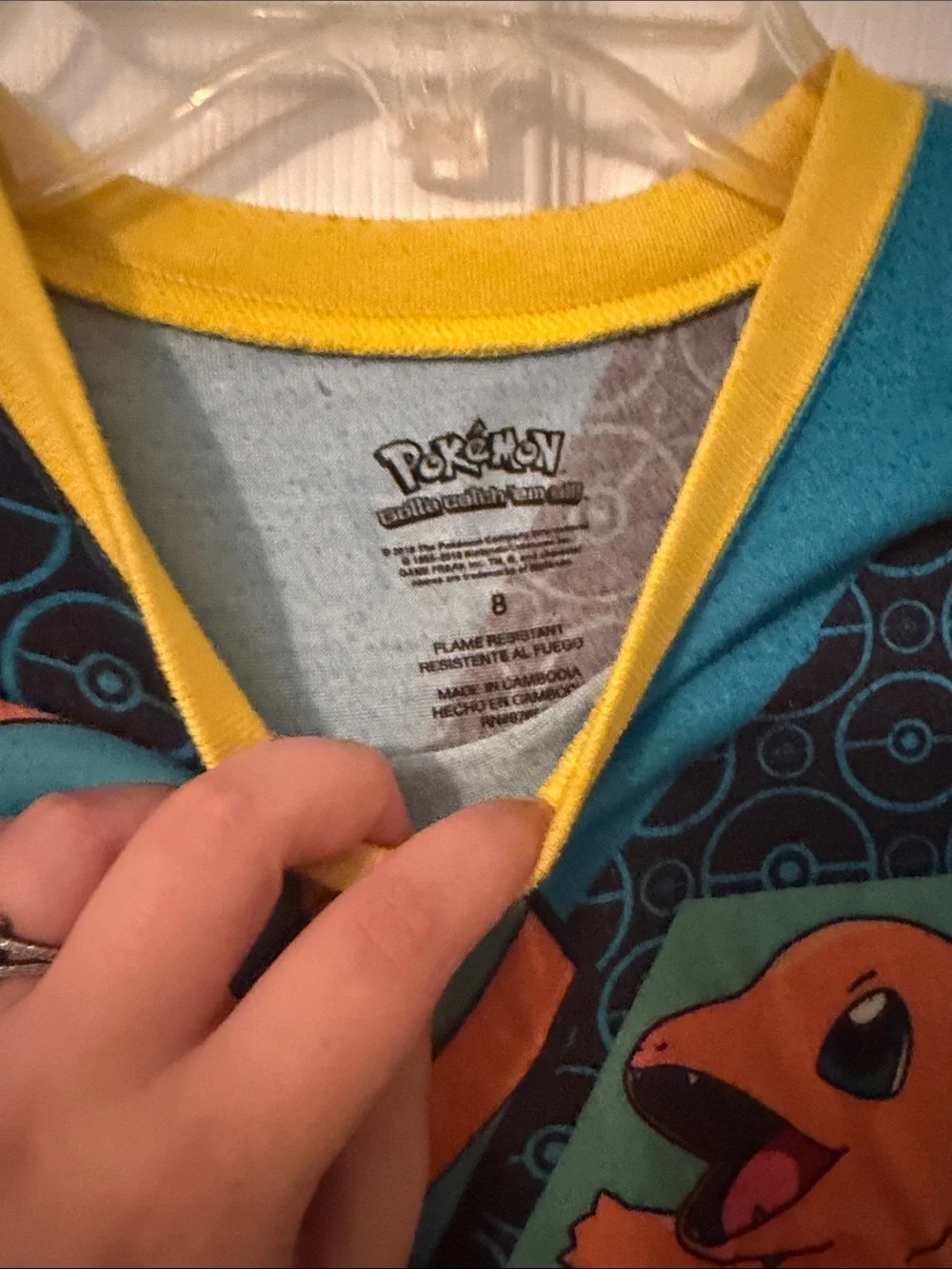Pokemon Kids Short Sleeve Pajama Top - Yellow & Teal